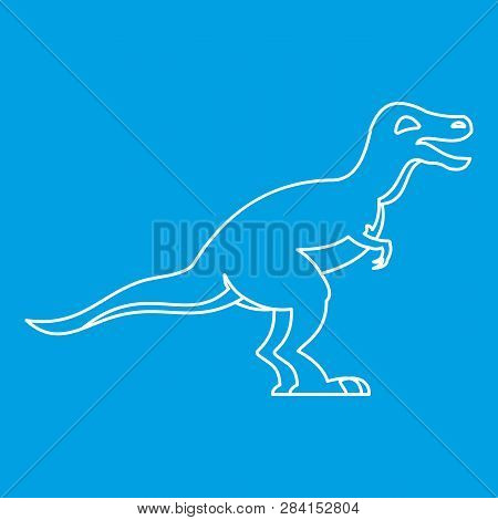 Theropod Icon Blue Outline Style Isolated Illustration. Thin Line Sign