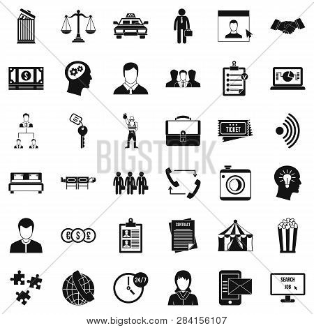 Coherence In Work Icons Set. Simple Style Of 36 Coherence In Work Icons For Web Isolated On White Ba