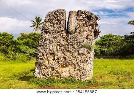 Side View Of Haamonga A Maui, Ha'amonga 'a Maui Or Burden Of Maui, A Stone Trilithon In The Kingdom 