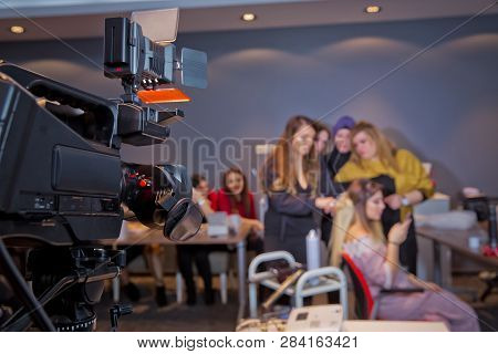 In Front Of The Camera To Recording Vlog Video Live Streaming At Home.business Online Influencer On 