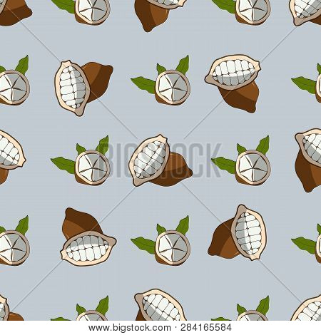 Cupuacu Exotic Cupuassu, Cupuazu And Copoasu, Tropical Cacao Fruit Seamless Pattern