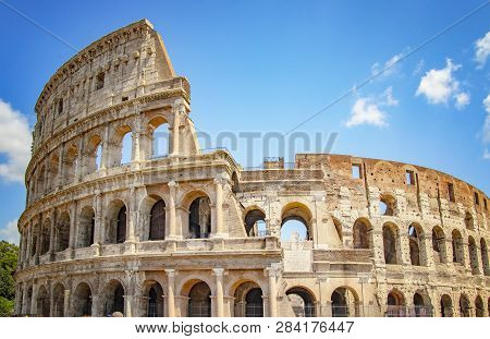 The Colosseum Or Coliseum Timelapse Hyperlapse, Also Known As The Flavian Amphitheatre In Rome, Ital