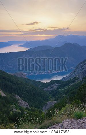 Sunset, Beautiful  Mountain Landscape.  Dinaric Alps, Montenegro, View Of Bay Of Kotor From Lovcen M