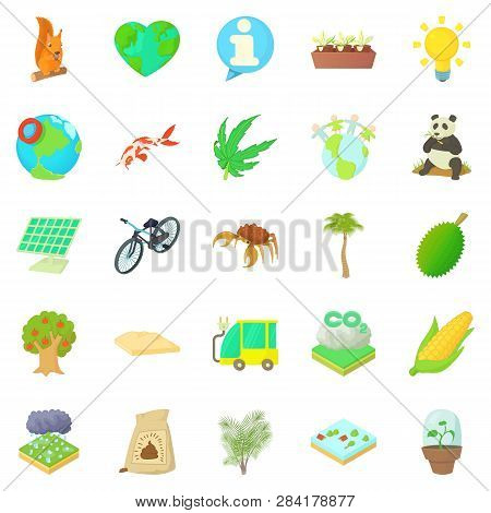 Bionomics Icons Set. Cartoon Set Of 25 Bionomics Icons For Web Isolated On White Background