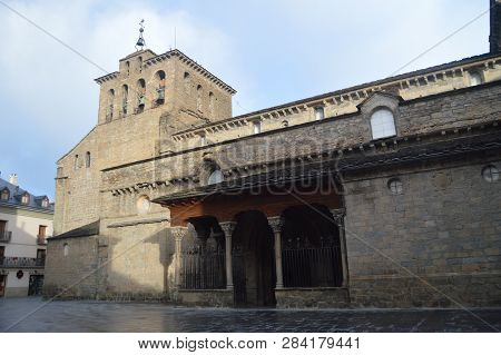 Entrance To The Cathedral Of Jaca Of Roman Style Dating In The Xi Century In Jaca. Travel, Landscape