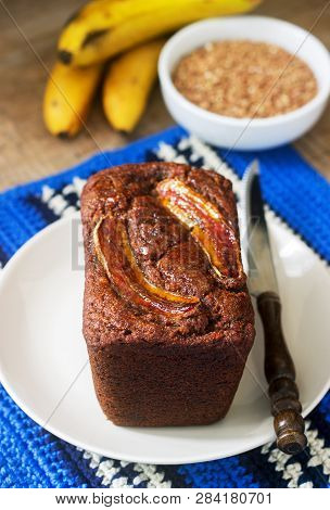 Homemade Buckwheat Banana Cake With Honey Glaze. Gluten Free Baking.