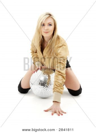 Ragazza d'oro giacca con palla da discoteca #4