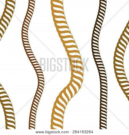 Seamless Nautical Rope Pattern Vector. Endless Navy Illustration With Loop Cord Lines Ornament. Mini
