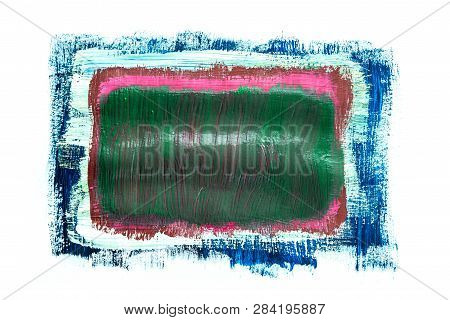 Abstraction For The Background, Rectangular Pattern Of Multicolored Paints On A White Isolated Backg