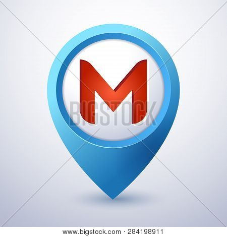 M Letter Map Pin Pointer Mobile Application Icon Template