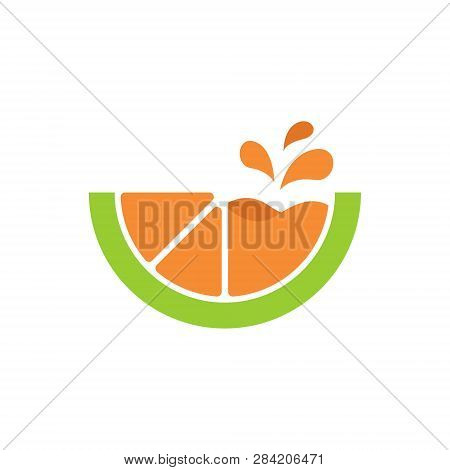 Orange Slice Splash Juice Simple Logo Symbol