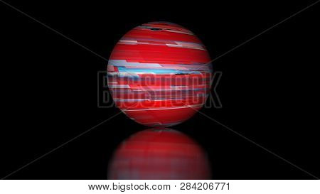 Digital Sphere With Abstract Stripes In Space, Modern Computer Generated Background, 3d Render