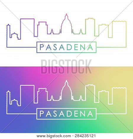 Pasadena Skyline. Colorful Linear Style. Editable Vector File.