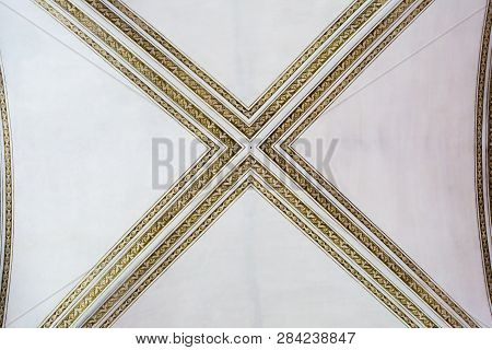 The Cross Line Pattern On Ceiling At Hofkirche St. Leodegar - Luzern, Switzerland