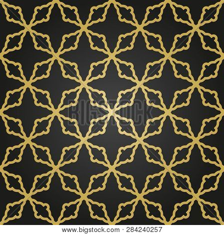 Seamless Giolden Ornament In Arabian Style. Geometric Abstract Background. Pattern For Wallpapers An