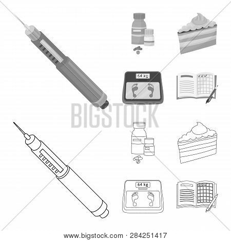 Vector Illustration Of Diet And Treatment  Sign. Collection Of Diet And Medicine Stock Vector Illust