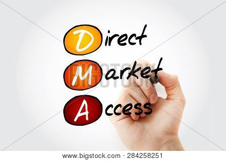 Dma - Direct Market Access Acronym With Marker, Business Concept Background