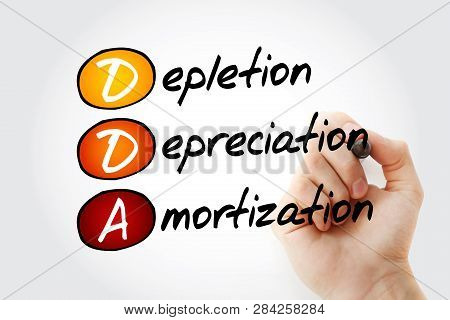 Dda - Depletion Depreciation Amortization Acronym With Marker, Business Concept Background
