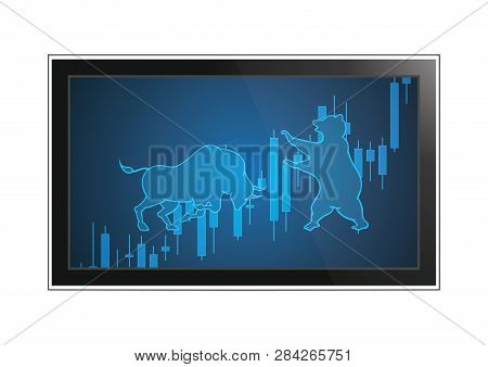 Stock Market Bull Bear Candle Stick Monitor