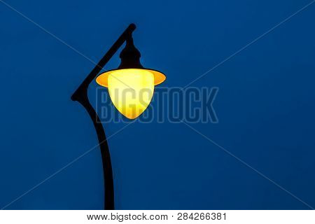 Latern In An Town And Night Sky On Background