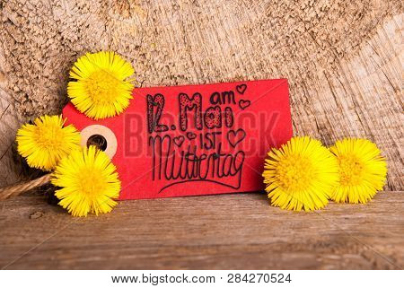 Red Label, Dandelion, Calligraphy Muttertag Means Happy Mothers Day