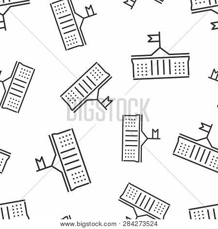 Bank Building Icon Seamless Pattern Background. Government Architecture Vector Illustration. Museum 