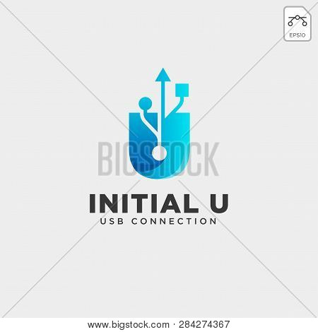 Usb Letter U Connection Communication Creative Logo Template Vector Illustration
