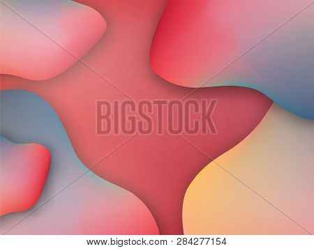 Abstract Vector Background With Colorful Amorphous Forms Or Organic Shapes, Empty Place For Text