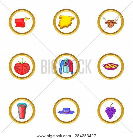 Madrid Icons Set. Cartoon Illustration Of 9 Madrid Icons For Web Design