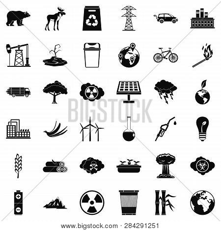 Our Ecology Icons Set. Simple Style Of 36 Our Ecology Icons For Web Isolated On White Background