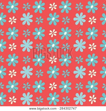 Vector Simple Flower Stripe Seamless Repeat Pattern Background.