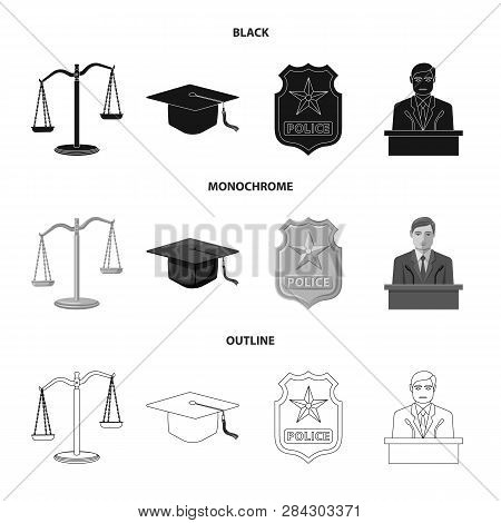 Isolated Object Of Law And Lawyer Icon. Set Of Law And Justice Stock Vector Illustration.
