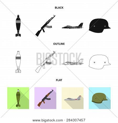 Vector Design Of Weapon And Gun Icon. Set Of Weapon And Army Stock Vector Illustration.