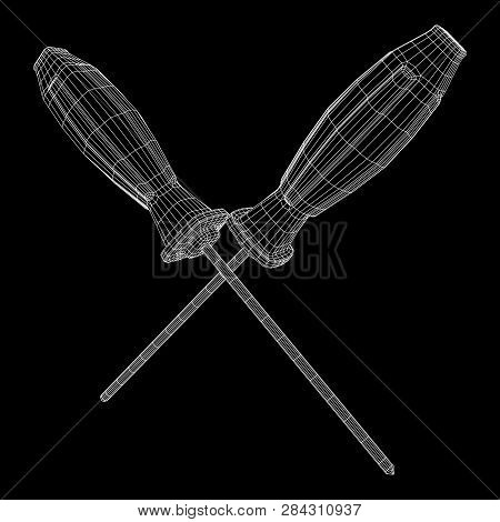 Crosshead Screwdriver. Handyman Tool For Home Repair. Maintenance Themed Abstract Model Wireframe Lo