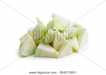 Slice Of Guava Fruit Isolated On A White Background.