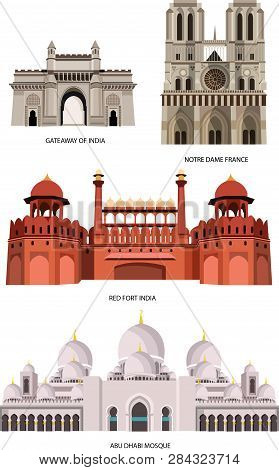 Beautiful Architecture Of The World Like Abu Dhabi Mosque, Notre Dame In France, Gateaway In India A