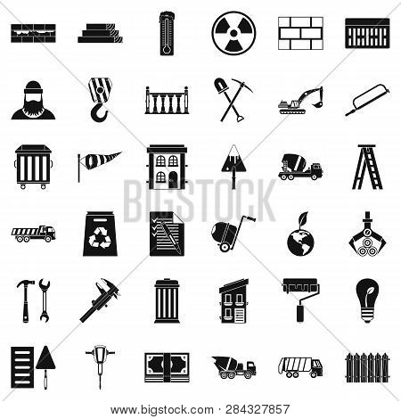 Building Work Icons Set. Simple Style Of 36 Building Work Icons For Web Isolated On White Background