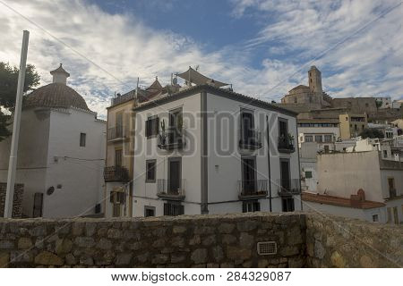 White Houses Around The Town Of Ibiza