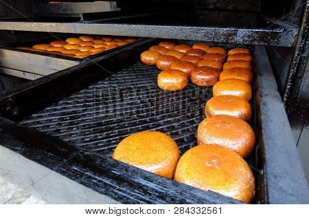 Preparation Of Adyghe Smoked Cheese In Smokehouse