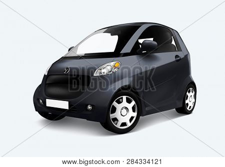 Side view of a gray microcar in 3D