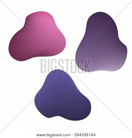 Vector Set Of Neon Liguid Shapes. Gradient Iridescent Bubbles For Text For Business Page. Template W