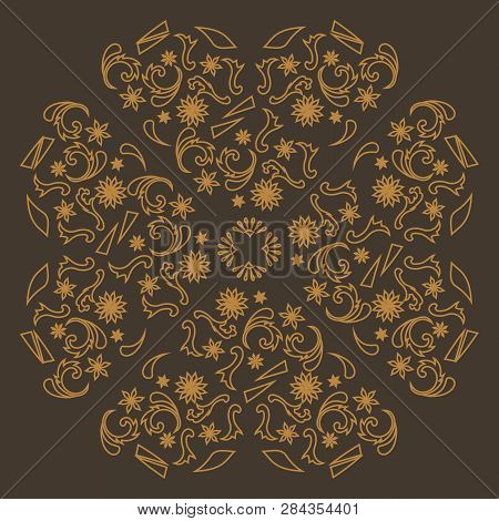 Constructive Geometric Pattern In Shades Of Gold Colors. Emotional Design With Development Of Prospe