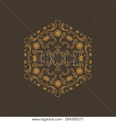 Constructive Geometric Pattern In Shades Of Gold Colors. Emotional Design With Development Of Prospe