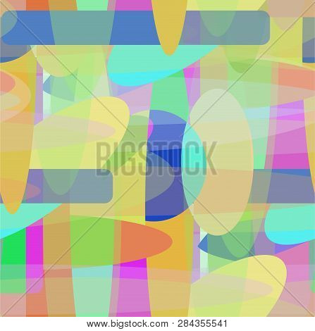 Seamless Pattern With The Shape And Figure Style. Pastel And Soft Colored Figures Nice And Trendy Co