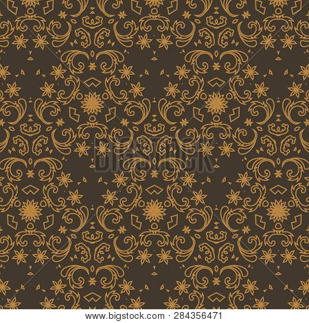 Constructive Geometric Pattern In Shades Of Gold Colors. Emotional Design With Development Of Prospe