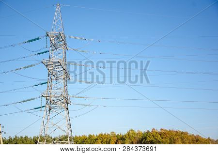Electric Paths By Wire Near Nature By Day