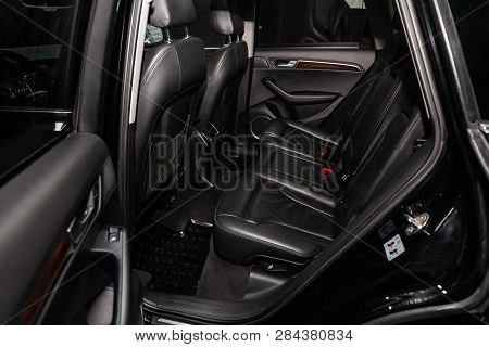 Novosibirsk, Russia - February 15, 2019:  Audi Q5,close-up Of The Rear Seats. Photography Of A Moder