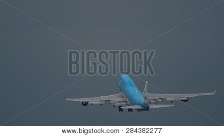 Amsterdam, Netherlands - July 26, 2017: Rear View Of Boeing 747-406(m) Ph-bfc Of Klm Airlines Accele