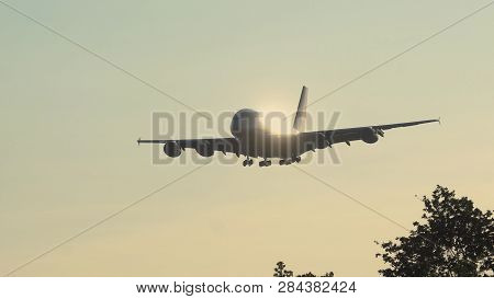 Frankfurt Am Main, Germany - July 19, 2017: Close-up Of Airbus A380-800 D-aime Of Lufthansa Airlines