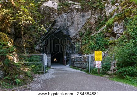 Hope, Canada - July 14, 2018: Othello Tunnels In The Coquihalla Canyon In British Columbia.